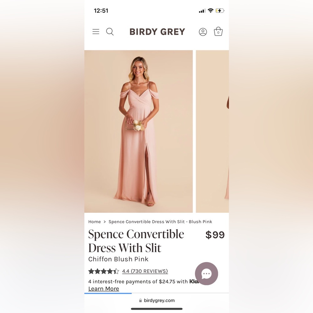 Birdy Grey blush pink bridesmaid dress